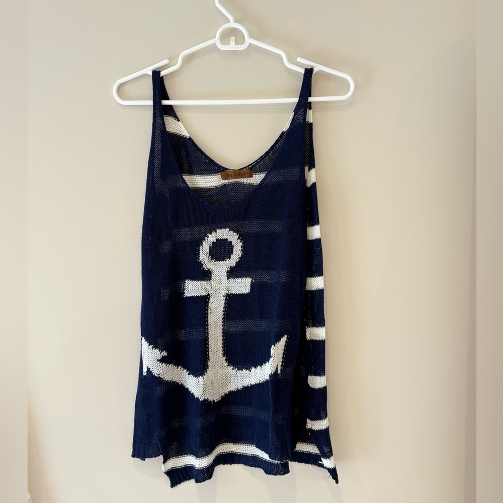 The Classic Navy and White Knit Top